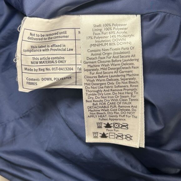 Eddie Bauer Long Jacket Womens PM Blue Down Puffer Parka Coat Faux Fur Hood - Picture 8 of 11